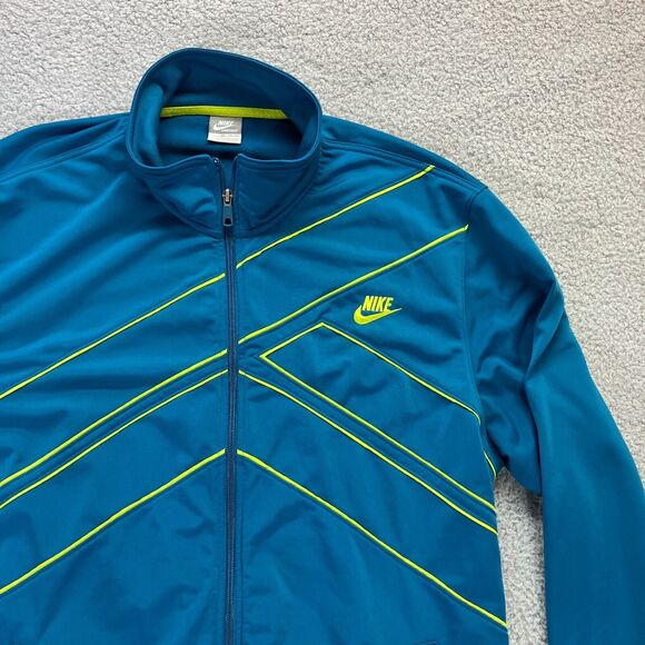 Nike Full Zip Warm Up Track Jacket Size 2XL XXL Teal/Blue Running Workout - Picture 2 of 9